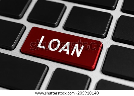 loan funding red button on keyboard, business concept