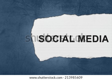 social media with white paper tears on blue texture