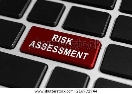 risk assessment red button on keyboard, business concept