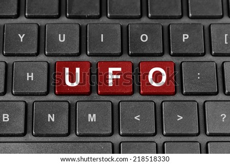 UFO or Unidentified flying object red word on keyboard