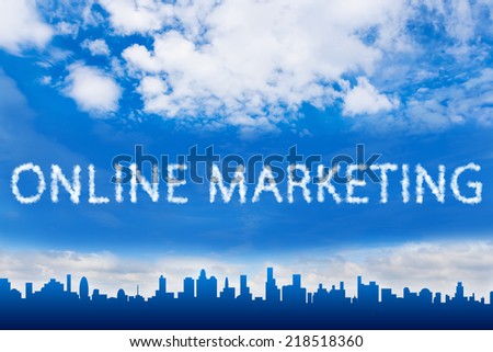 online marketing text on cloud with blue sky