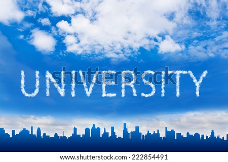 University text on cloud with blue sky