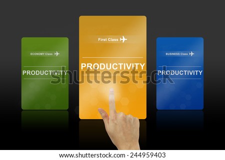 hand pushing on productivity first class card