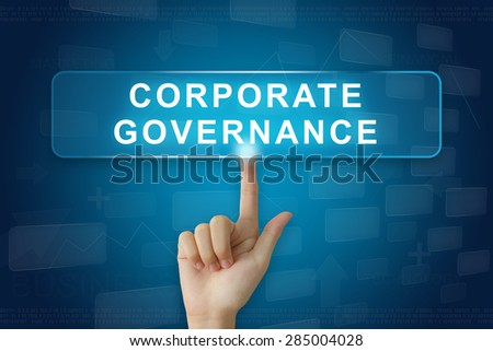 hand press on corporate governance or CG button on virtual screen