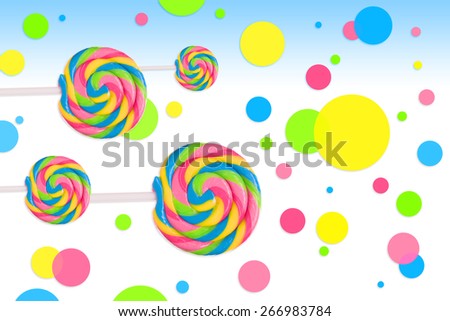 Fantasy sweet candy land with lollies on white background