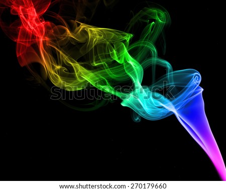 Colorful smoke on black background. studio shot