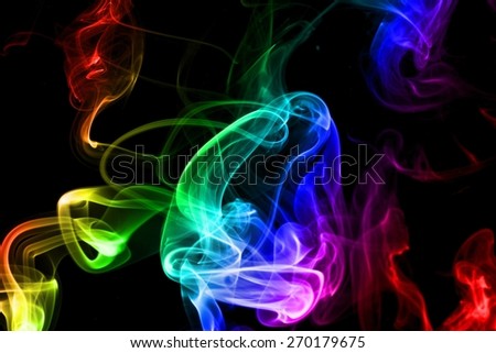 Colorful smoke on black background. studio shot