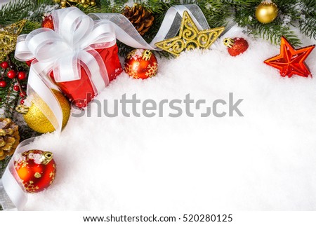 christmas gift with decoration on white background. xmas day