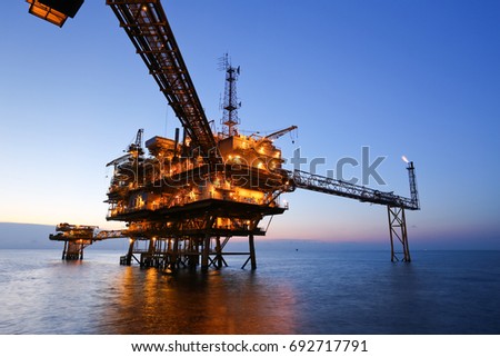 Offshore Oil Rig in The Middle of The Sea