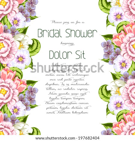 Set of invitations with floral background