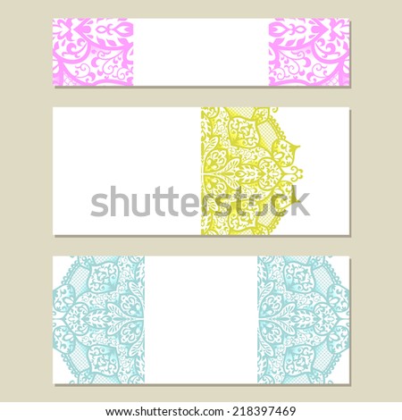 Set abstract card, card or invitation with Islam, Arabic, Indian, ottoman motifs.