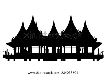Silhouette home Thai style and clipping path.