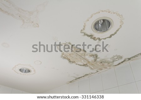 Water leaking from ceiling   make  damaged  lamp