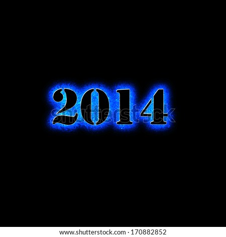 New Year 2014 blue colorful background