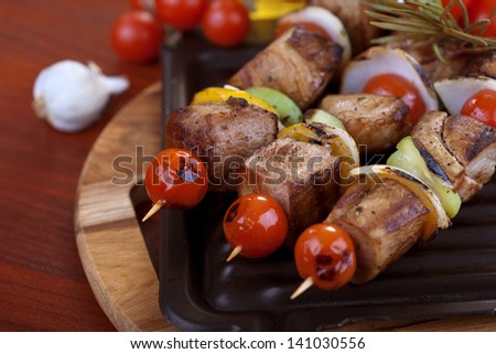 Meat and vegetable skewers