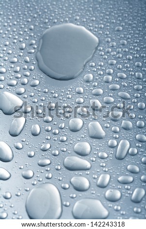 water drops on metallic surface