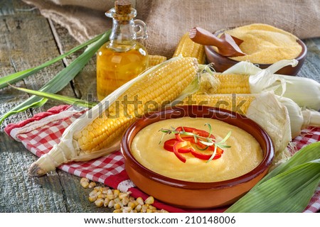 Freshly picked domestic corn with grits polenta and corn oil