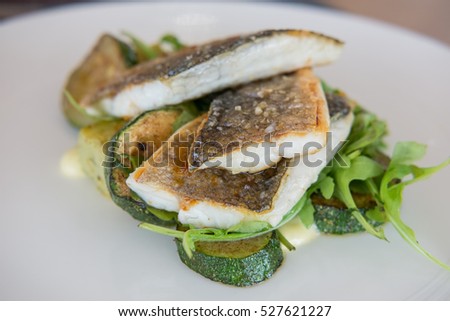 North Sea Cod, with vegetable on plate, in the restaurant