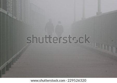 railway bridge, fog
