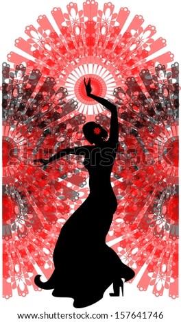 Silhouette of flamenco dancer with a fan