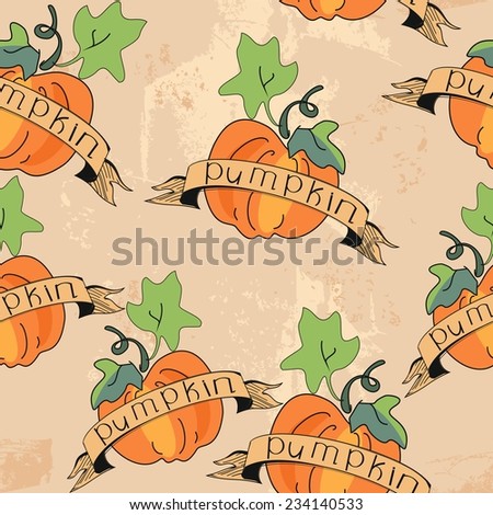 Seamless design with pumpkin