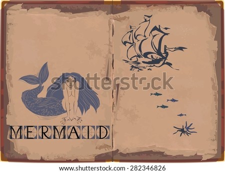 Background with mermaid and ship