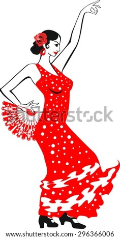flamenco dancer in red dress with fan