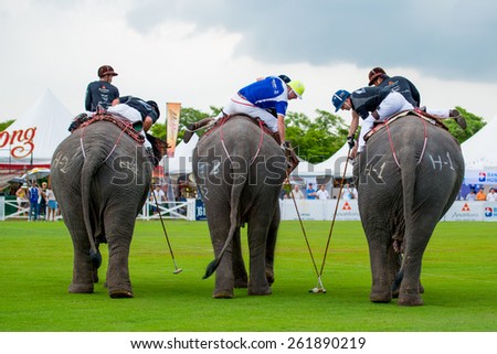 Kings Cup Elephant Polo 2014 Bangkok at VR sports club. Unidentified polo players