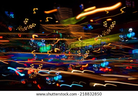 Arrangement of abstract lights background. A busy town at night time concept