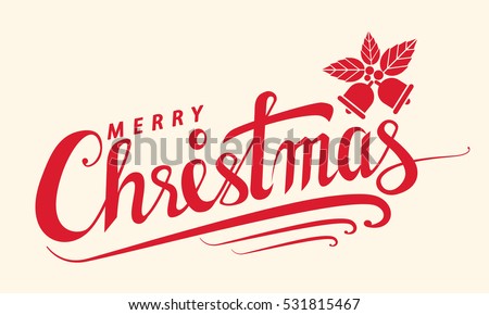 Merry Christmas text, Lettering design card template. Creative typography for Holiday Greeting Gift Poster, banner, flyer. Vector illustration