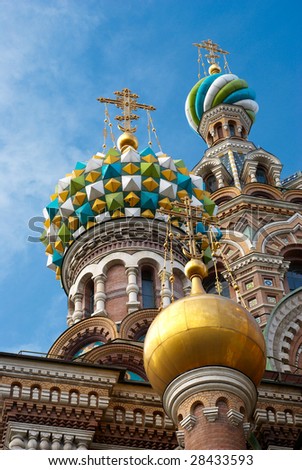 Temple of Savior on Blood (The Church of the Resurrection of Jesus Christ) in Saint-Petersburg, Russia. Built on the spot where Emperor Alexander II  was assassinated in 1881