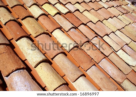 Red tiled roof of medieval house