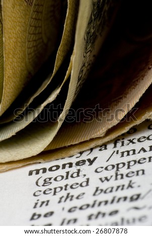 word money and paper money on the dictionary
