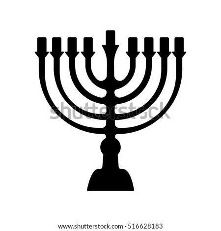 Menorah for Hanukkah, Vector illustration. Religion icon. Silhouette Flat style