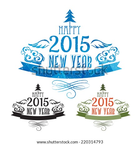 Happy new year 2015 Text Design with copy space on the ribbon for your text.
