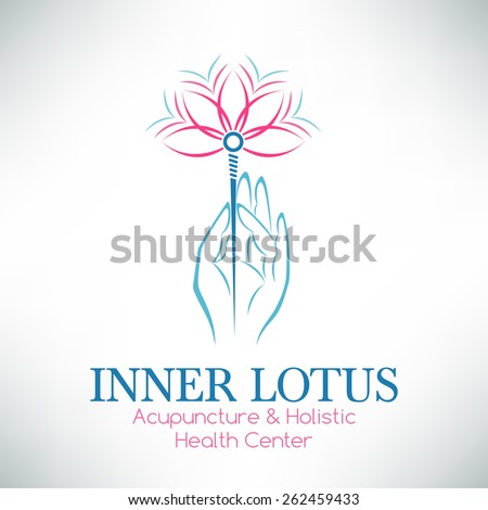 Acupuncture needle logo design. Holistic health center logotype concept icon.