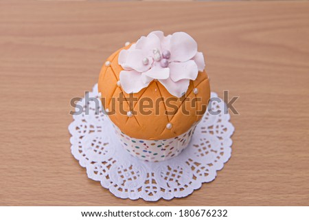 cupcakes,birth day cup cake on wood back ground