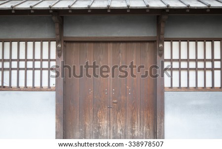 Traditional ancient Japan house door.