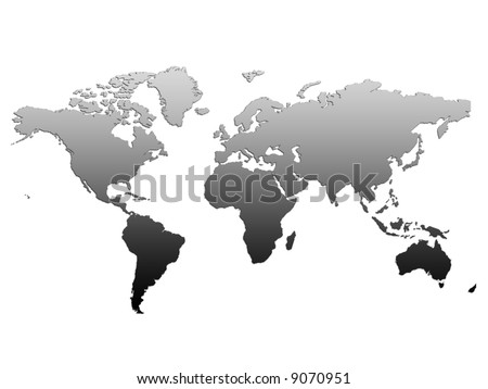 Black And White Map Of World. world map on simple white