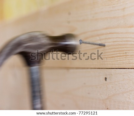 Hammer used to build a wooden wall