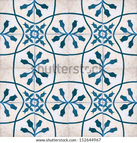Patterns of flowers painted on tiles antique