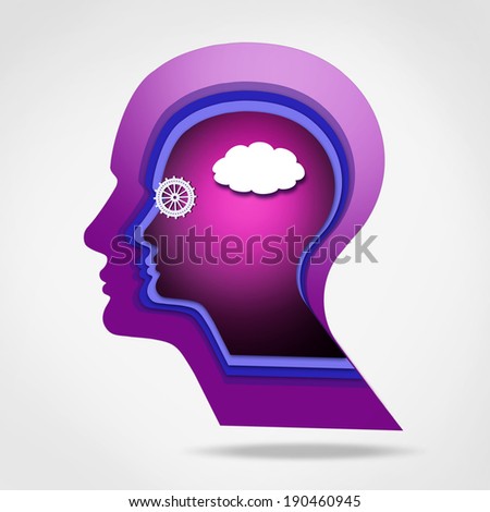 human head with  brain gear and white background
