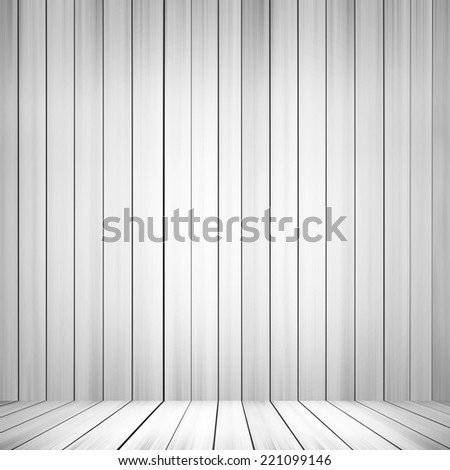 interior with wood floor and white  wood background