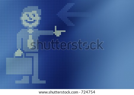 old digital pixel art business man background