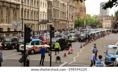 Licensed Black Taxis Demonstrate against TfL 11th June 2014 in Whitehall - London