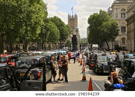 Licensed Black Taxis Demonstrate against TfL 11th June 2014 in Whitehall - London