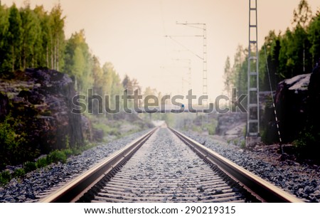 Life is a journey as a thought. Image of an empty railroad. Also image has a vintage effect.