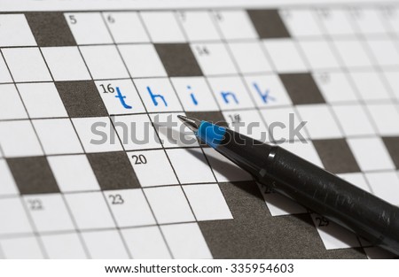 A crossword puzzle saying \'think\'. An image of a pencil against an empty crossword puzzle. Crossword puzzles are excellent training for brains.
