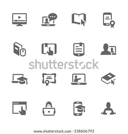 Simple Set of Online Education Related Vector Icons. Contains such icons as online lecture, diploma, communication and more. Modern vector pictogram collection.
