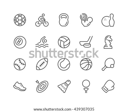 Simple Set of Sport Equipment Related Vector Line Icons. Contains such Icons as  Soccer Football, Bodybuilding, Jugging and more. Editable Stroke. 48x48